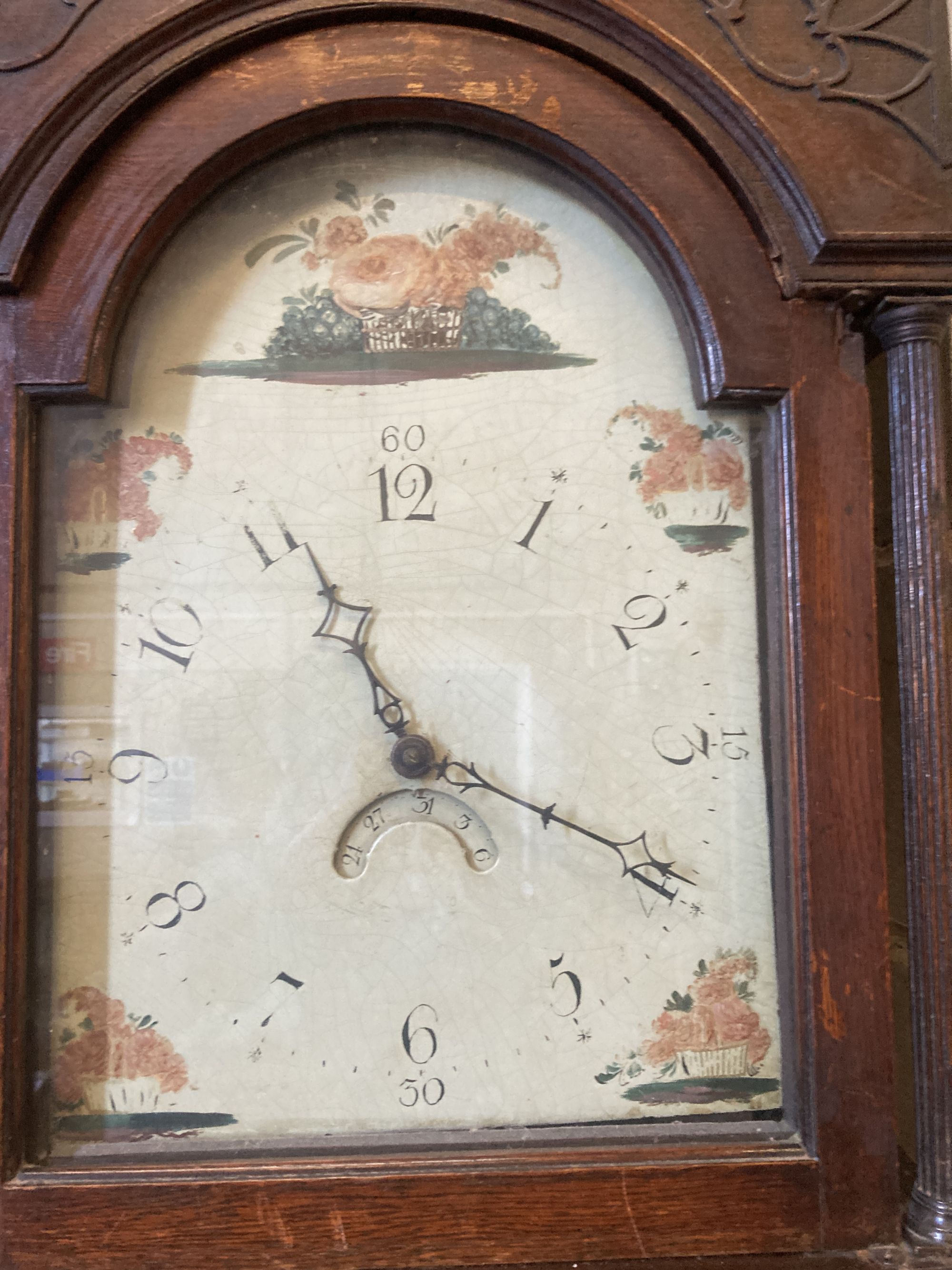 An early 19th century oak longcase clock, height 212cm